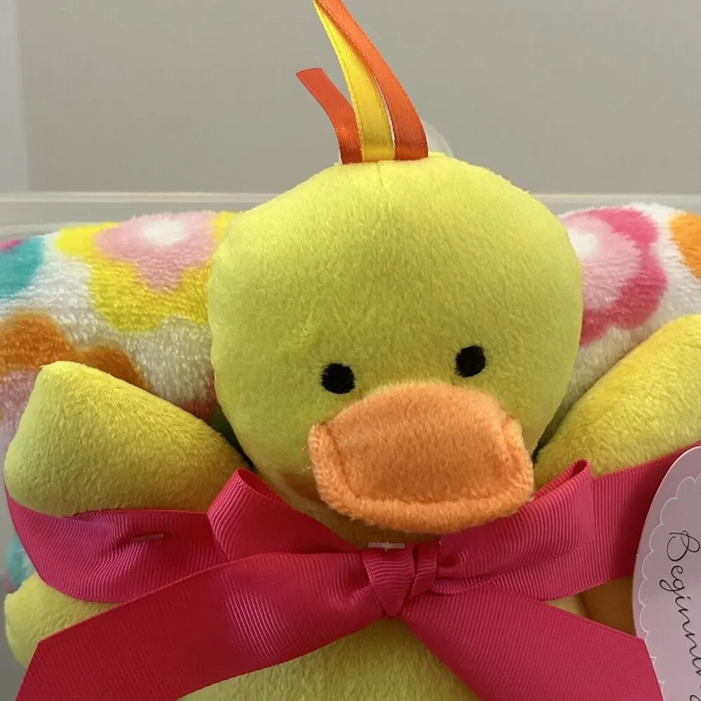 Little Beginnings Soft Security Blanket with Yellow Duck Plush 30”x30”